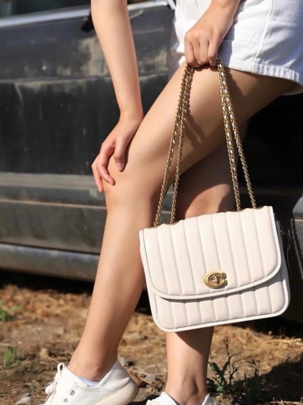 Coach Madison Shoulder Bag With Quilting in chalk off white with charm - Picture 9 of 16